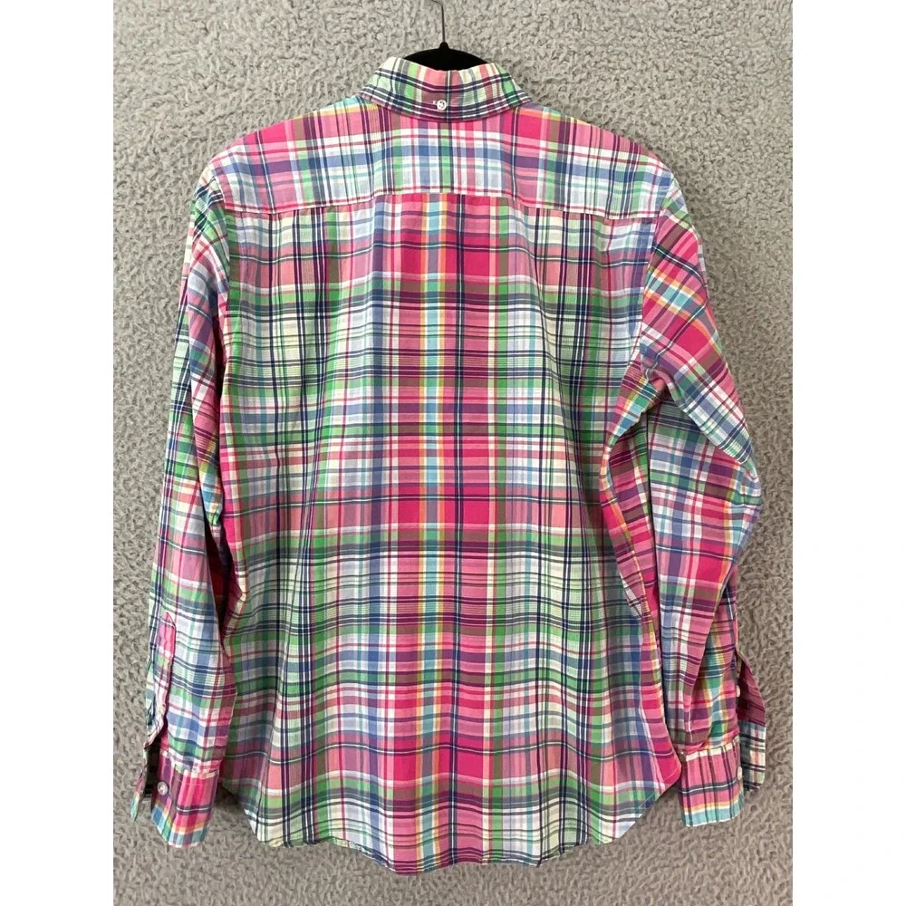 Ralph Lauren Shirt Button Down Kids M Multi-Color Plaid Long Sleeve Preppy